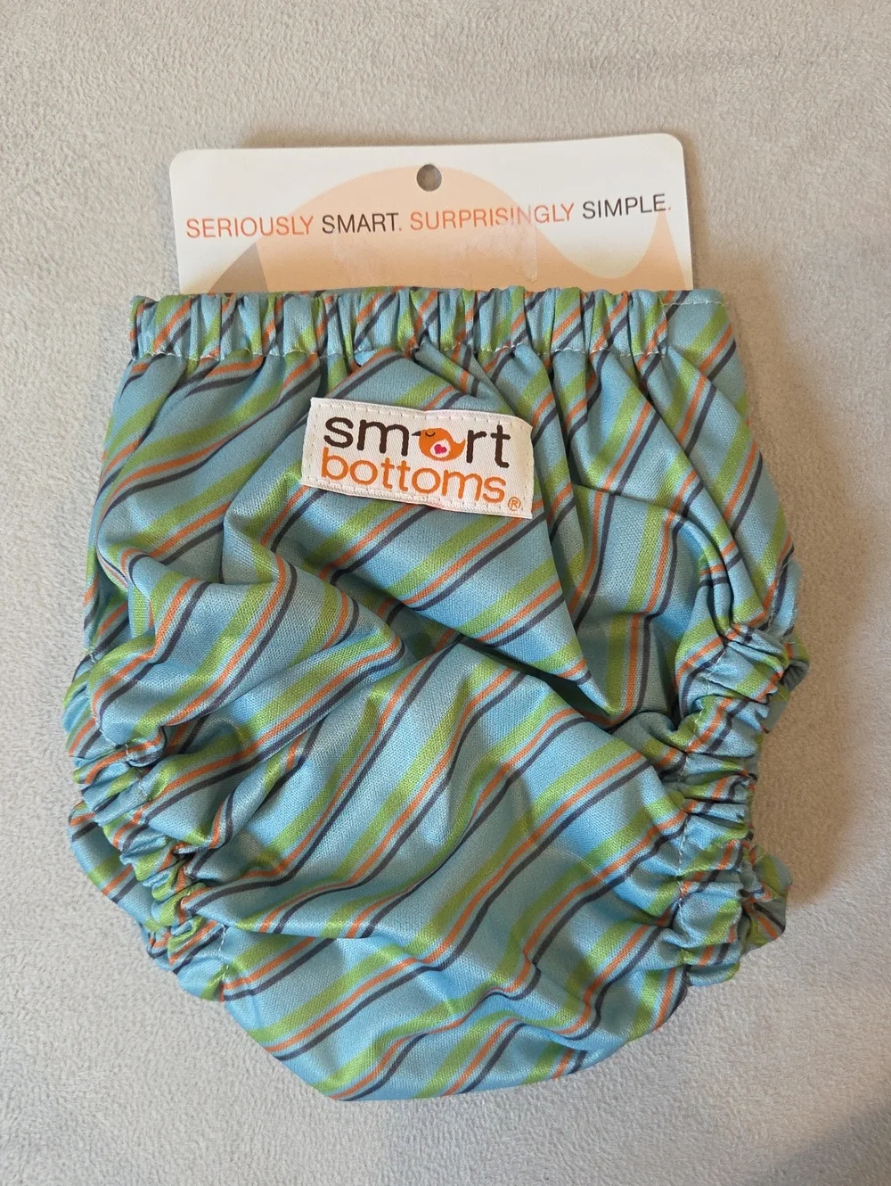 NWT Smart Bottoms Baby Cloth Diaper Cover - Blue Stripe - One Size (10lb-35lbs+)